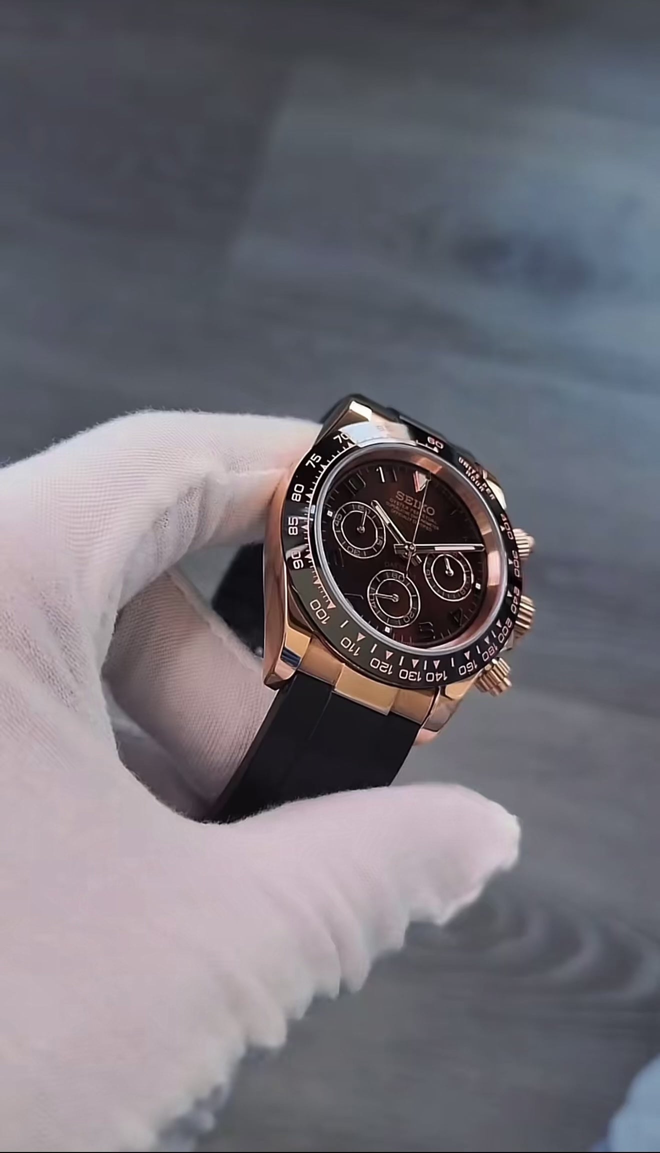 Seiko Daytona Homage Chronograph – Rose Gold, Chocolate Dial
